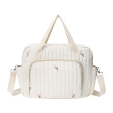 Flower Quilted Baby Nappy Bag Travel Diaper Tote Crossbody Maternity Bag Baby bag (B)