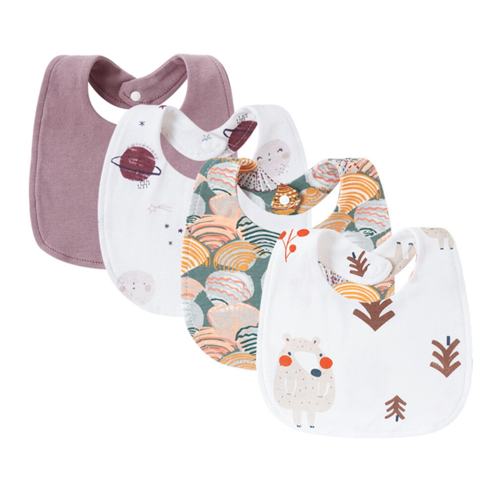 4pcs Newborns Drooling Bib Breathable Burp Cloth for 0-24 Months Baby Comfortable Saliva Towel for Toddler