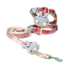 Cute Rabbit Harness & Leash Set, H-Shape Soft Padding, Adjustable Escape-Proof Cat Harness for Walking, No-Choke Design, Red S