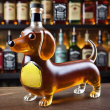 Dachshund-Shaped Glass Whiskey Bottle, 300ml High Borosilicate Wine Decanter for Home Bar, Crafts, and Gifts