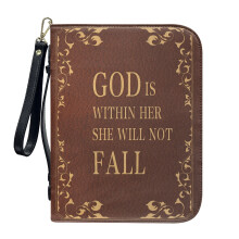 American Flag Cross & Sunflower Leather Bible Cover for Women/Men – Compatible with Standard Bibles, Detachable Wristlet Strap