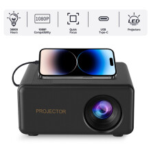 Portable HD Ceiling Projector, 1080P Wall Projector, Multi-Device Connectivity, Lightweight, Home Theater Projector for Bedroom Use