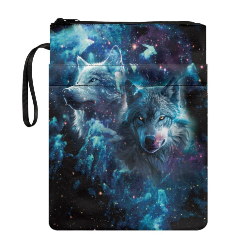 Polyester Fabric Zipper Pouch Book Lovers Gift Wolf Pattern Design Book Sleeve Gift Paperbacks Notebook Book Classic