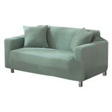 Housse de canapé 2 places, protection de meubles en tissu jacquard extensible avec élastique au bas pour causeuse (92 % polyester, 8 % élasthanne,