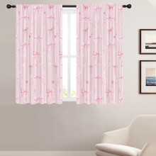 Pink Bow Window Curtains 42x63 Inch, Rod Pocket, Cute Girly/Kawaii Style, Set of 2 Panels – Compatible with Standard Curtain Rods