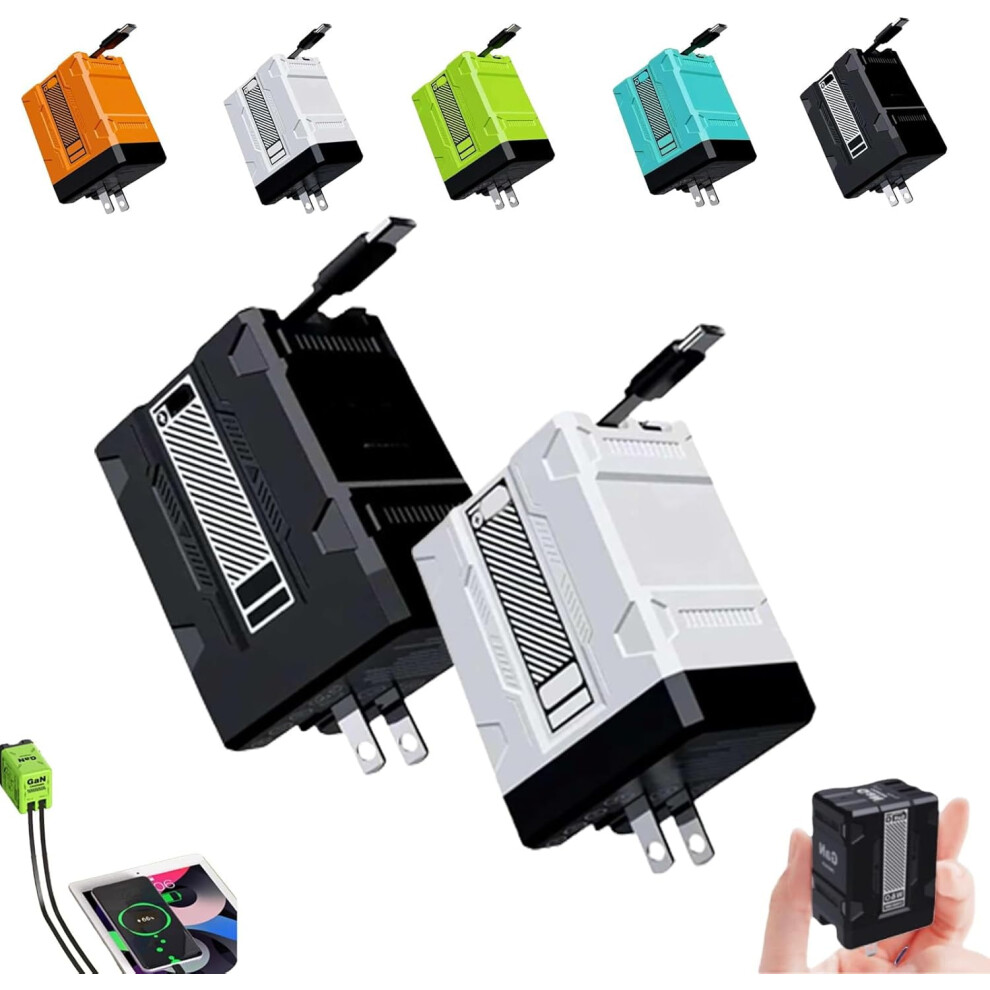 2-In-1 20W Fast Charger With Retractable 31" Cables, Smart Foldable Wall Plug For Phone & Tablet Â Compatible With Iphone, Ipad 9422877954261