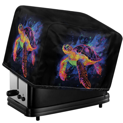 Turtle Print Toaster Cover 2 Slice, Adjustable Waterproof Bread Machine Protector with Drawstring, Dustproof Kitchen Small Appliance Cover