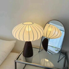 Solid Wood Fabric Table Lamp Bedroom Bedside LED Mood Lamp Small Decorative Light with Three Color Modes for Dormitory, Study, or Living Room
