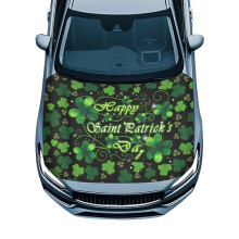 St. Patrick's Day Shamrock Hood Cover, Heat-Resistant Polyester Elastic Flag Cover Compatible with Most Sedans, Trucks, SUVs
