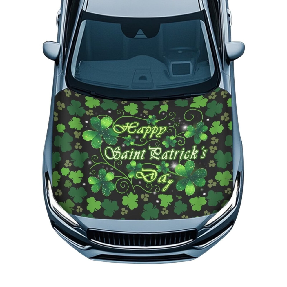 St. Patrick's Day Shamrock Hood Cover, Heat-Resistant Polyester Elastic Flag Cover Compatible With Most Sedans, Trucks, Suvs 9422877473250