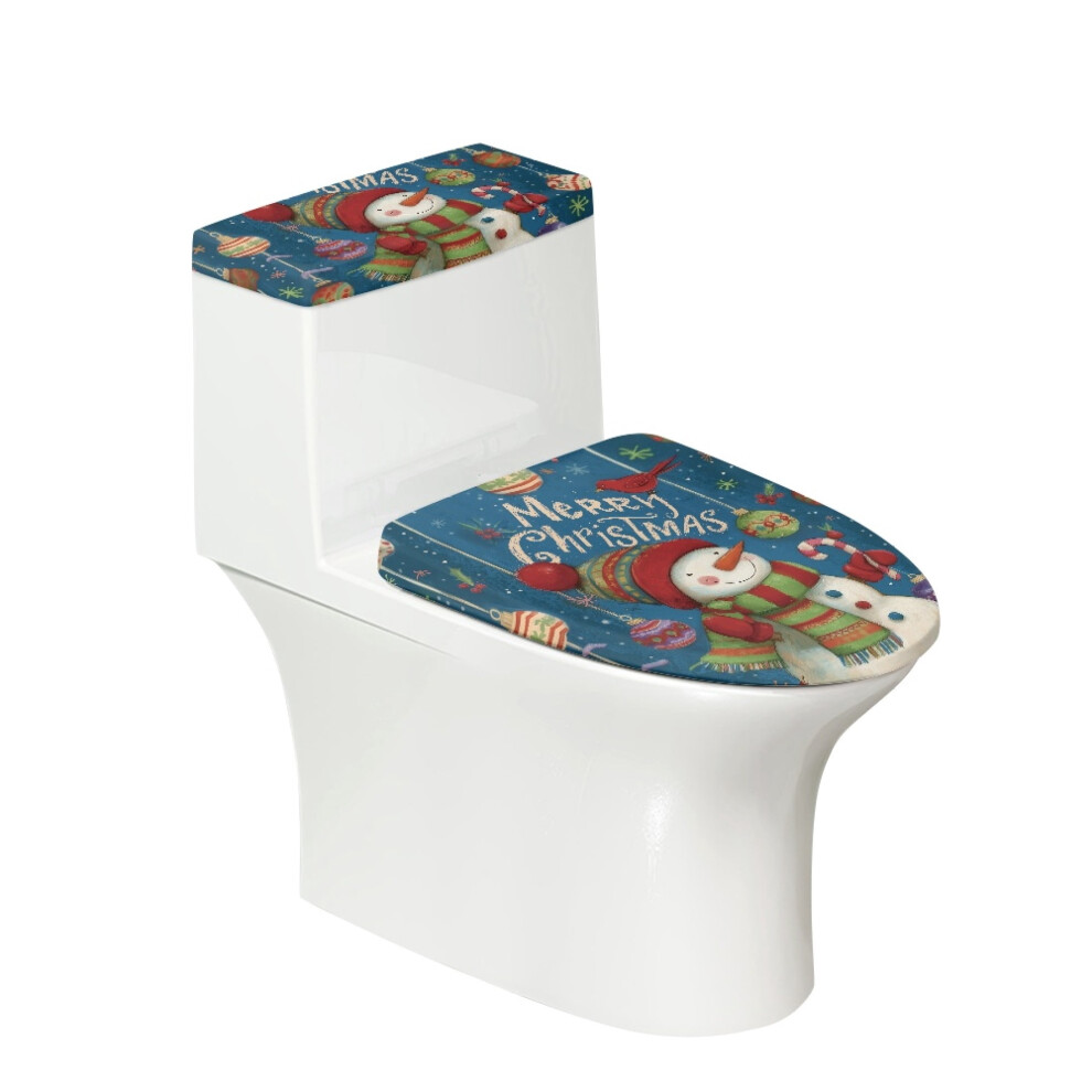 Merry Snowman Bathroom Toilet Lid Cover Stretchy Fabric For Bathroom Supplies Stretch Fit Toilet Lid Cover 9422877470921