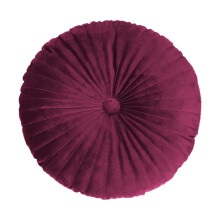 Faux Velvet Round Throw Pillow with Center Button 16 inch