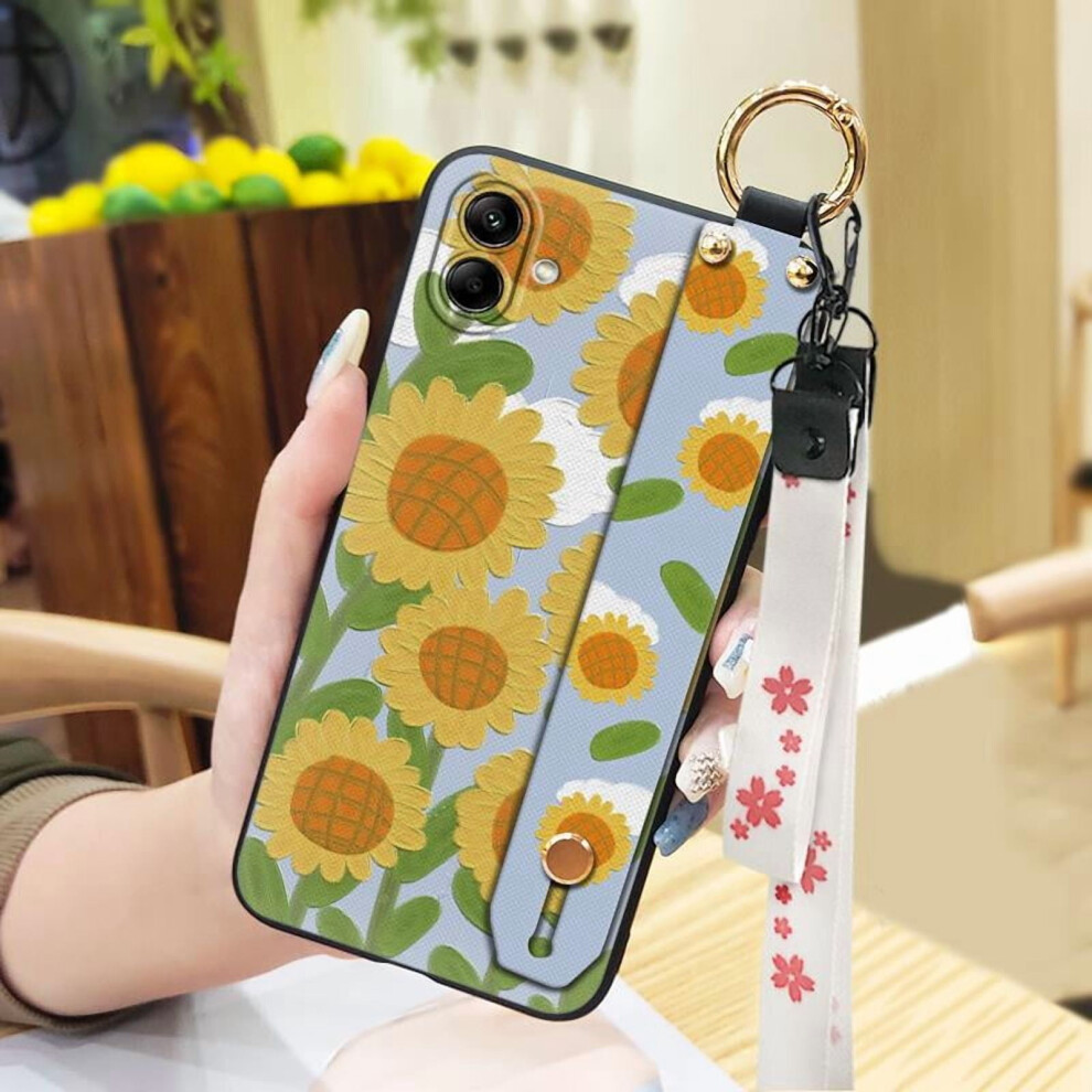 Soft Phone Case Compatible With Samsung Galaxy A05/Sm-A055f Â Anti-Knock, Dust-Resistant, Shockproof, Flower Design With Wristband & Kickstand 9027700107175