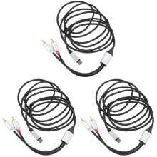 3Pièces Câble Adaptateur Audio USB C À Rca En Métal Pour Amplificateur