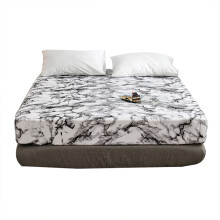 Elegant lakenset met marmerpatroon, ademende en comfortabele microvezelstof, 360 graden elastisch koord voor een perfecte pasvorm, wit beddengoed