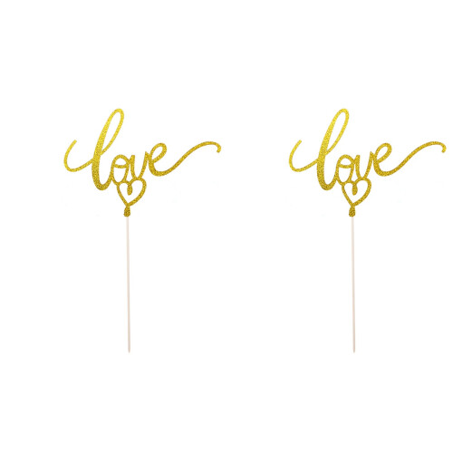 20Pièces Cake Toppers Dorés Lettres Love Décoration
