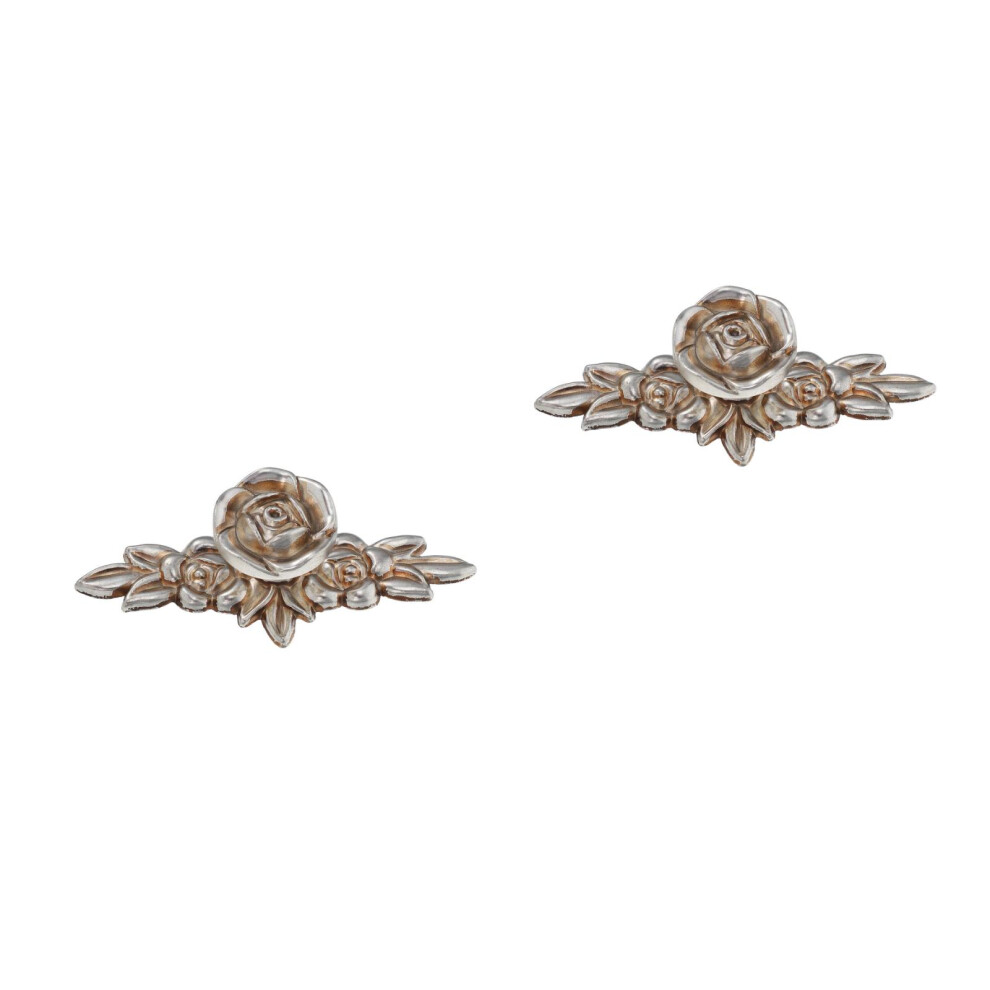 2Pcs Durable Zinc Alloy Silver Rose Flower Drawer Pulls For Cabinets 3712504030595