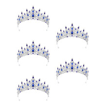 5Pcs Unique Blue Rhinestone Crown Tiara for Women Birthday and Wedding