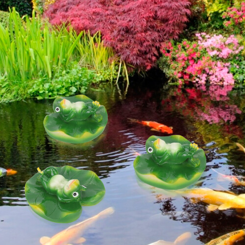 Simulation Water Lotus Leaf Frog Decor Durable Plastic Fish Tank Ornament