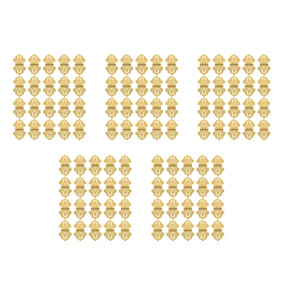 100Pcs Golden Zinc Alloy Hinges Retro Decorative Cabinet Door Hinges 3712504029957