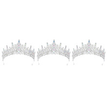 3Pcs Unique Design Silver Crowns for Women Wedding Birthday Party