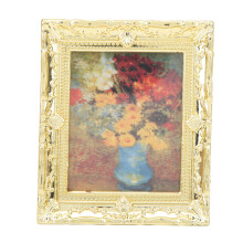 1: 12Scale Accessories Golden Picture Frames, Miniature Art Frames Toy House Furnishings For Dollhouse Interior Vintage Decorative Accents Oil
