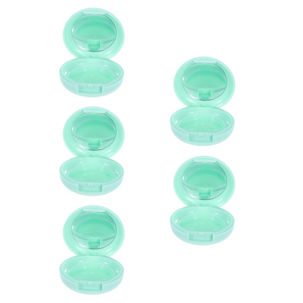 Totority Green 5Pcs Portable Makeup Container With Mirror Durable Cosmetic Case