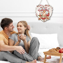 Welcome Valentine'S Day Hanging Sign Wall Art Decor Spring Decor Red Love Heart Hanging Wreaths Sign for Wedding Party Home Window Living Room Decor