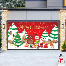 Décoration de porte de garage de Noël 13 x 6 pi, crochets magnétiques et cordon élastique, toile de fond pour garage double – Compatible avec