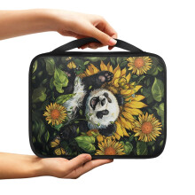 Panda Sunflower Leaf Print Bible Cover for Women & Men – Large, Portable, Zippered, with Handle, Sturdy Protector (Compatible with Standard Bibles)