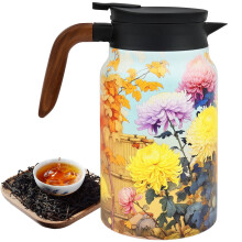 Vintage floral stainless steel thermal teapot with infuser