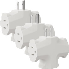 Adattatore a 3 prese, adattatore da parete a 3 spine, 3 poli, con messa a terra, 15 A, 1875 W, espansore multipresa per casa ed esterni, certificato