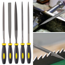 5Pcs Alloy Steel File Set: Round, Half-Round, Flat, Square, Triangular—Non-Slip Handle, for Metal/Wood/Stone