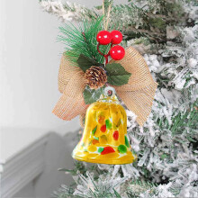 Christmas Bell Glass Pendant – Transparent Crystal Chime, Stained Glass Bauble for Window/Tree, Indoor & Outdoor, Compatible with Christmas Decor