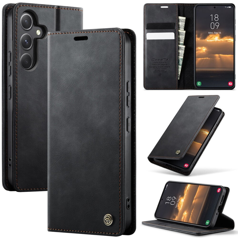 Caseme Calf Leather Wallet Case For Samsung Galaxy A54 5G (6.4"), Rfid Blocking, Magnetic Closure, Card/Cash Slots, Kickstand, Shockproof 9496895272591