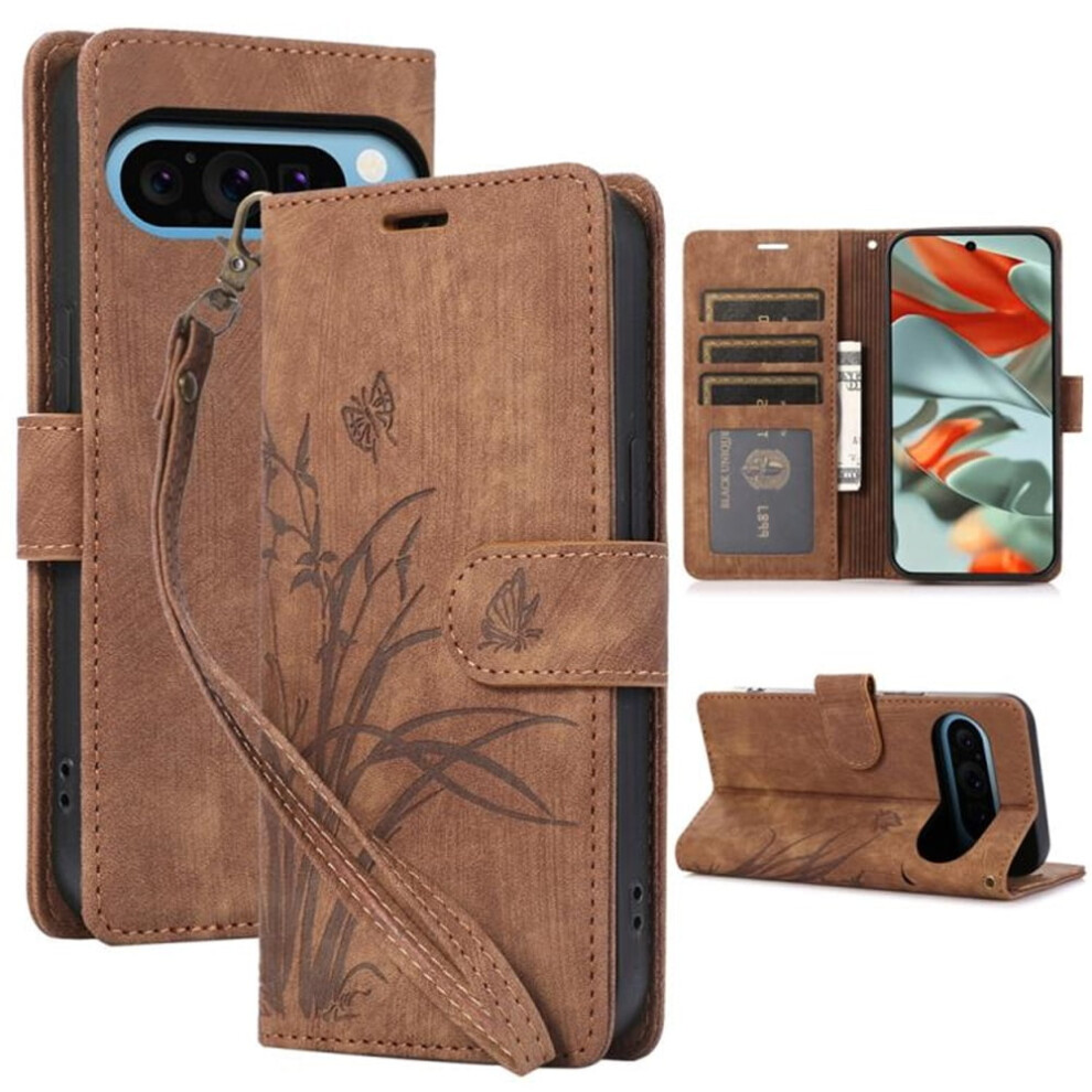 Leather Flip Wallet Case For Google Pixel 9 Pro Xl Brown 908436827805