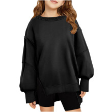 Girls Oversized Pullover Sweater Long Sleeve Drop Shoulder Crewneck Knit Top for Casual School Daily Wear