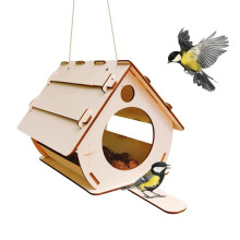 DIY Wooden Hanging Bird Feeder Cage, Educational Outdoor Bird House Kit For Children, Eco Friendly Bird Nesting Box Suitable As Garden Decoration Or