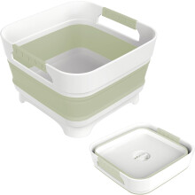 Lavabo plegable de 2,4 galones con tapón de drenaje, recipiente de 9 litros para biberones, fregadero portátil, cubo plegable para camping,