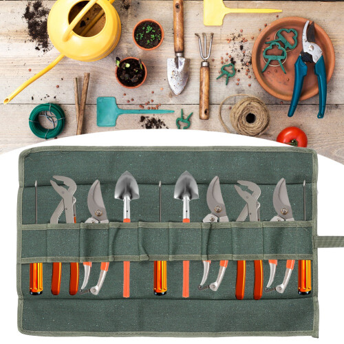 Handcrafted Tool Bag: 10Compartments for Organizing Tools, Made from Sturdy Waxed Canvas for Professional Use 2