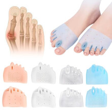 Silicone Toe Separator, 4 Pairs Gel Separators & Ball-of-Foot Cushions for Overlapping, Hammer & Crooked Toes – Color Mixing, Compatible with All