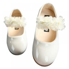 Wuffmeow Girls Leather Flat Sandals Flower Princess