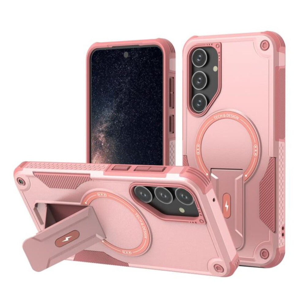 Magsafe-Compatible Case For Samsung Galaxy A25 5G, Military-Grade Shockproof Tpu With Built-In Stand Pink 9313598241139