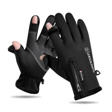 AuroraX Thick Winter Convertible Fingerless Gloves, Thermal Fleece-Lined Black Touchscreen Gloves for Fishing, Cycling, Outdoor Sports – Compatible