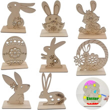 8-teiliges Set Osterhasen aus Holz zum Bemalen, DIY-Osterhasen aus Holz, Osterdekoration für Partys, Büro, Zuhause, Tischdekoration, Geschenk, 10 x