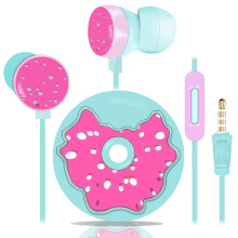 Donut-Shaped Wired Earbuds for Kids – Ergonomic Soft Gels, Tangle-Free Cord, 3.5mm Metal Plug, Cute Gift Box