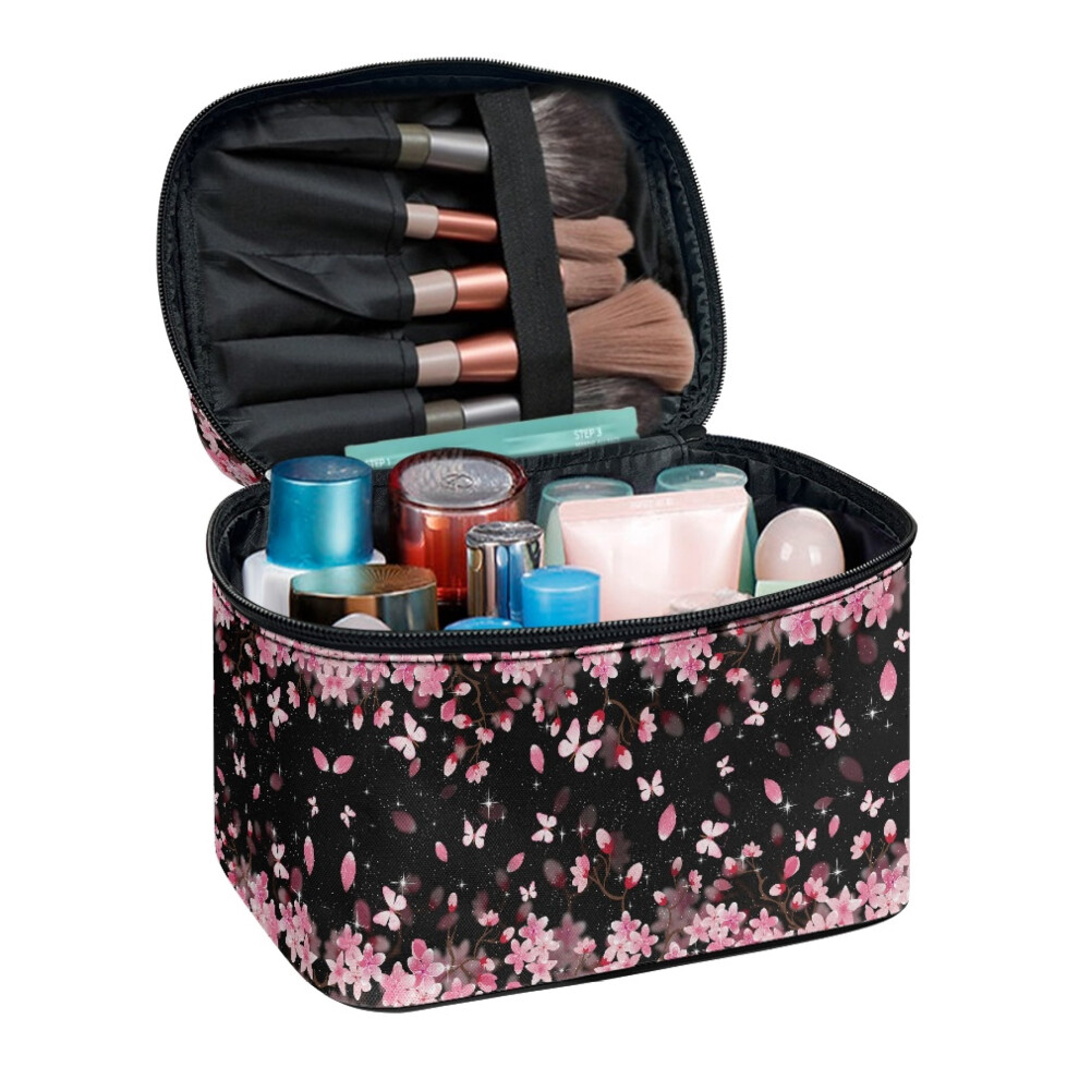 Effortless Organization Double Zipper Cosmetic Bag Cosmetic Bags Carry-on Travel Essentials Cherry Blossom