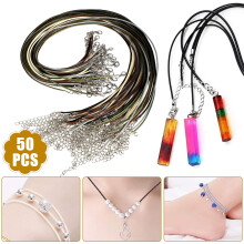 50pcs Waxed Necklace Cord 18" 1.5mm with Clasp, 5 Colors Braided Leather Rope for DIY Jewelry Making – Compatible with DISEN