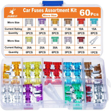60Pcs Car Fuse Kit (2A–40A Micro Blade) + Fuse Puller, Compatible with Car/RV/Truck/Motorcycle