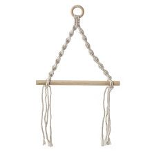 Hand Woven Wall Decor Macrame Paper Towel Holder Boho Style Towel Rack Cotton Rope And Wood Rod Multi Function Organizer For Home Kitchen Bathroom